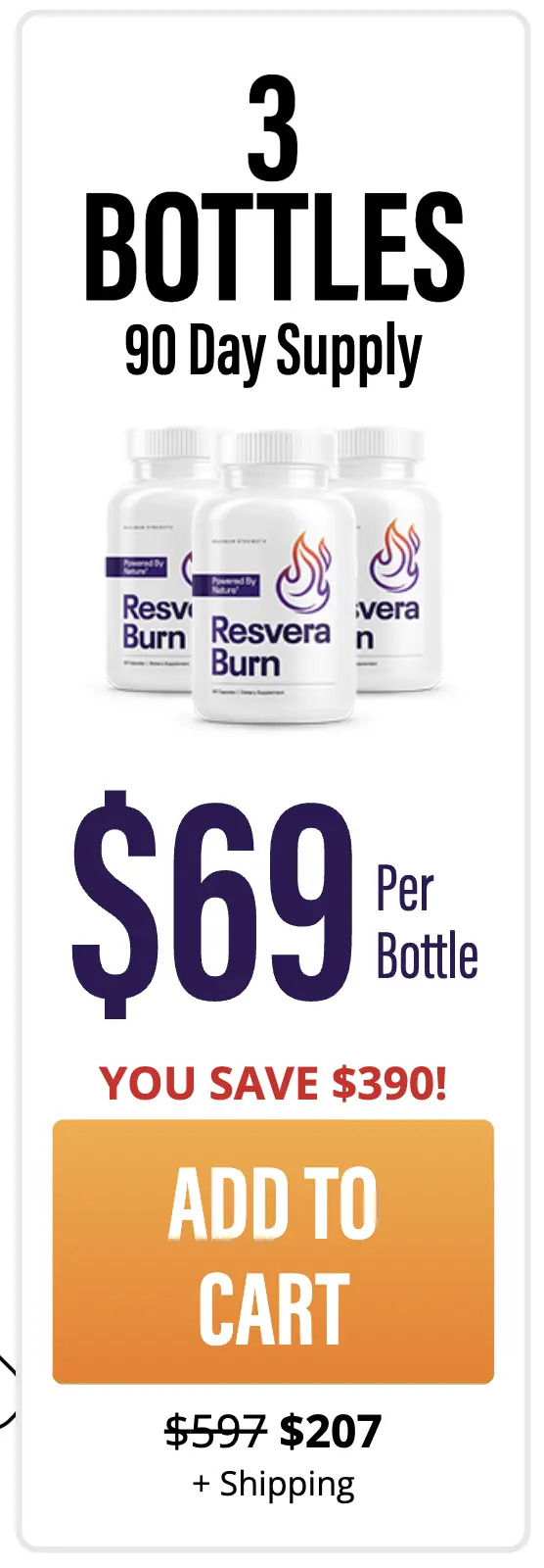 ResveraBurn 3 bottle 90 day most popular pack price