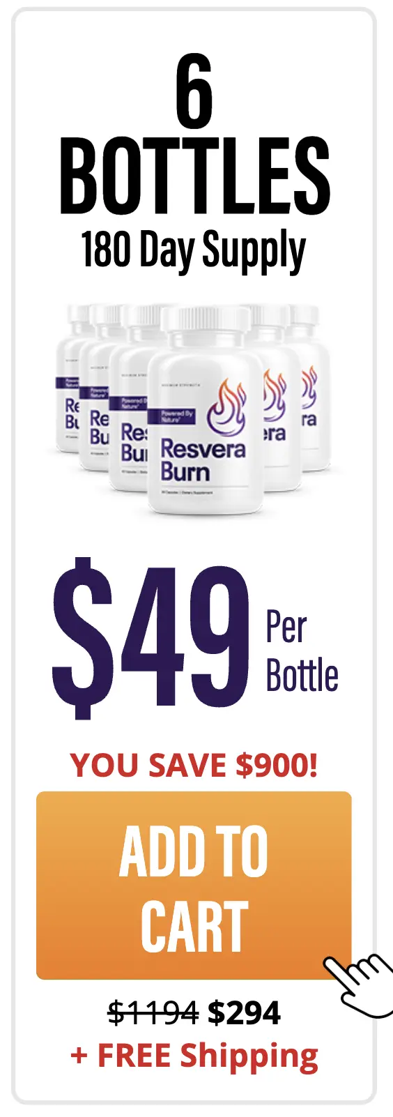 ResveraBurn 6 bottle 180 day best value bundle free shipping